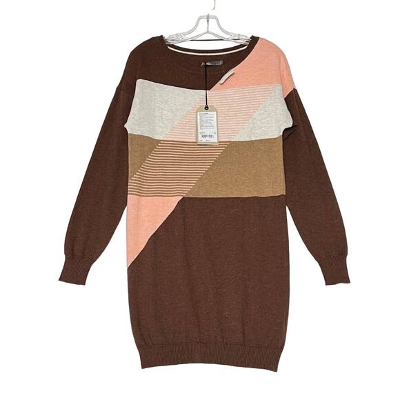 PrAna Anka Colorblock Relaxed Sweater Dress Organic Cotton Merino Wool - Picture 1 of 14